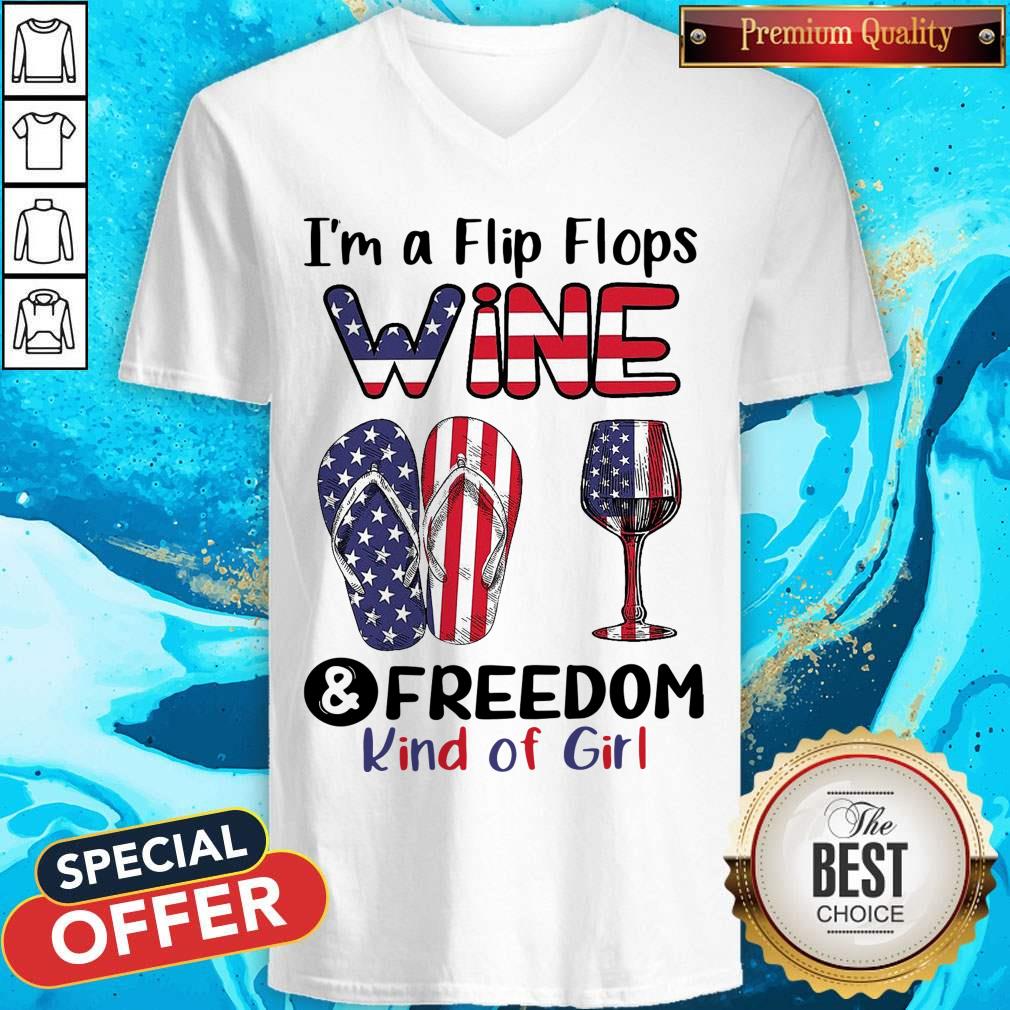 Top I’m A Flip Flops Wine And Freedom Kind Of Girl Shirt - Image 2