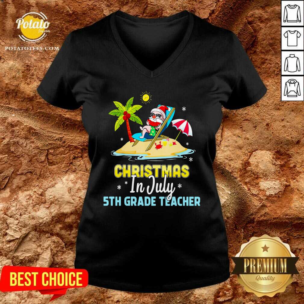 Christmas In July 5th Grade Teacher Shirt - Image 2