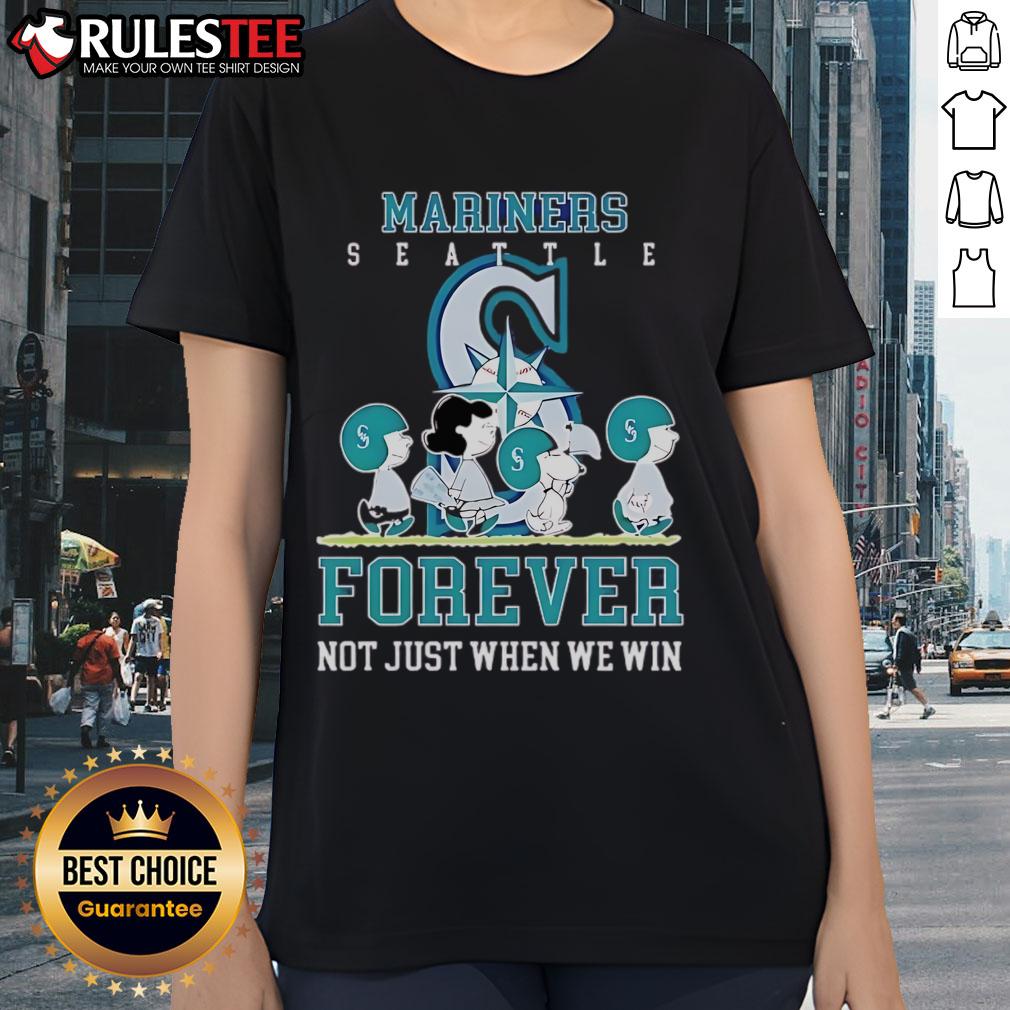 Awesome Peanuts Charlie Brown Snoopy Seattle Mariners Baseball Forever Not Just When We Win T-Shirt - Image 3