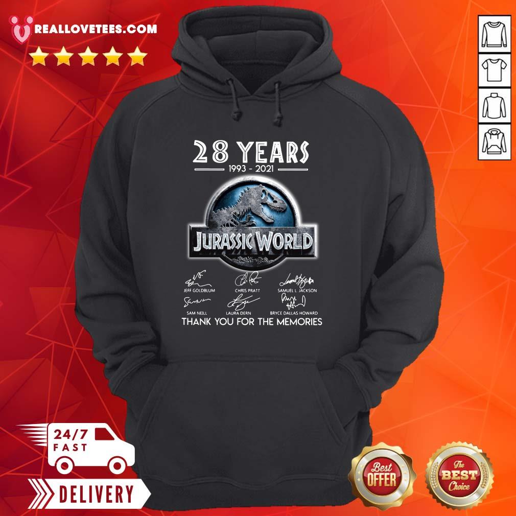 Vip 28 Years 1993 2021 Jurassic World Thank You For The Memories Signatures Shirt - Image 4