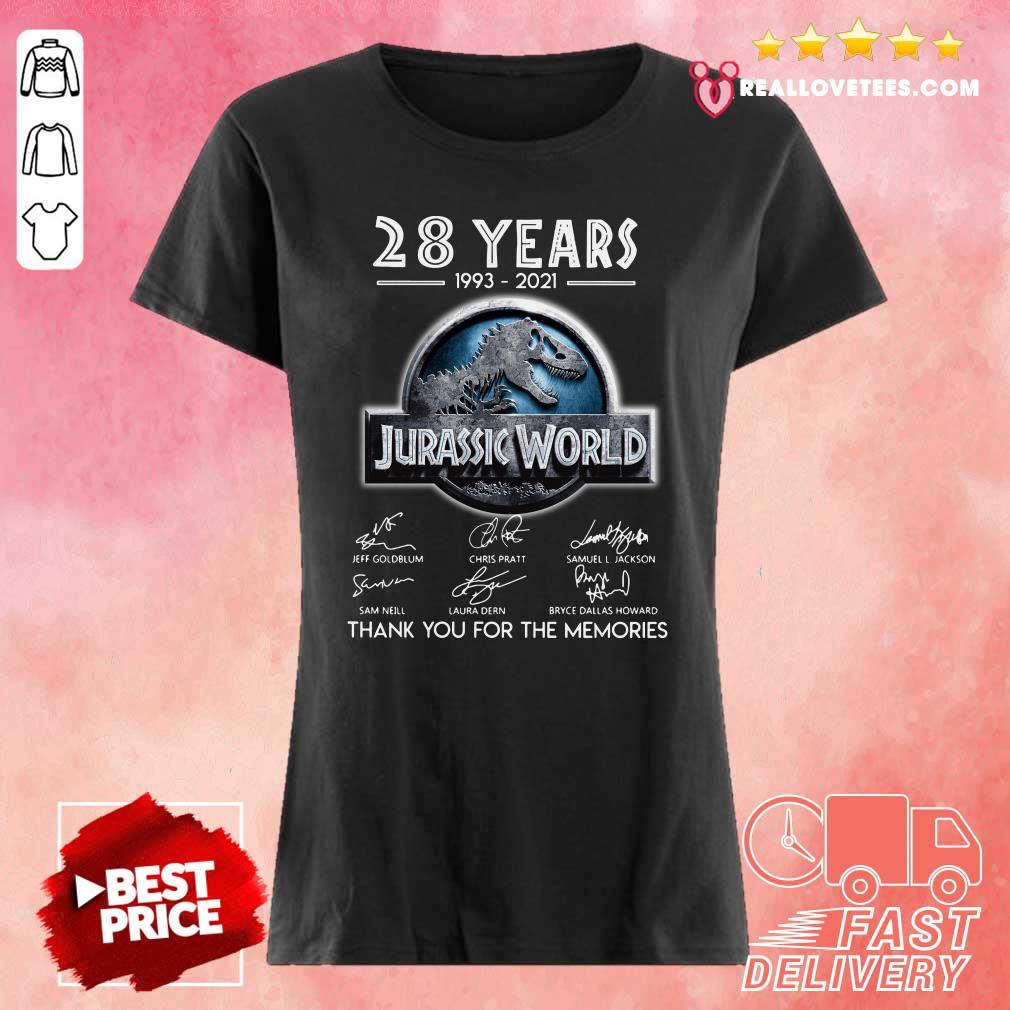 Vip 28 Years 1993 2021 Jurassic World Thank You For The Memories Signatures Shirt - Image 3