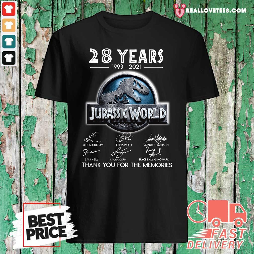 Vip 28 Years 1993 2021 Jurassic World Thank You For The Memories Signatures Shirt