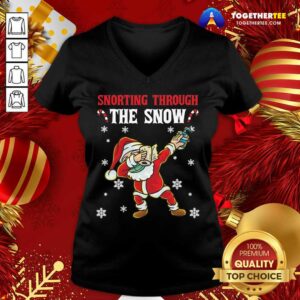 Alternative view of Nice Snorthing Through The Snow Dabbing Santa Claus Face Mask Toilet Paper Hand Sanitizer Shirt