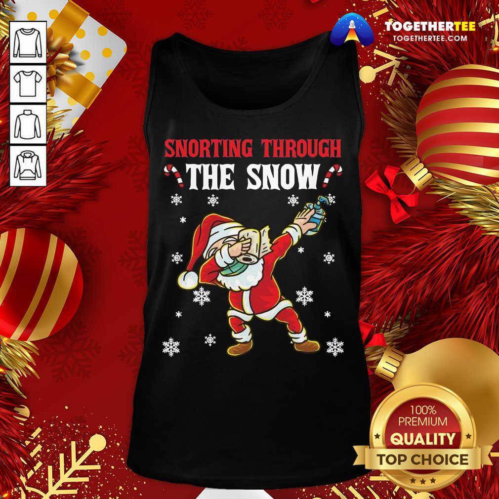 Nice Snorthing Through The Snow Dabbing Santa Claus Face Mask Toilet Paper Hand Sanitizer Shirt - Image 3