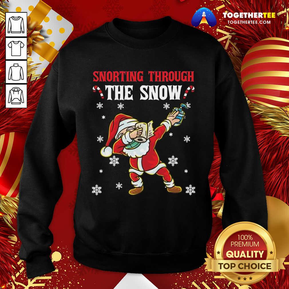 Nice Snorthing Through The Snow Dabbing Santa Claus Face Mask Toilet Paper Hand Sanitizer Shirt - Image 4