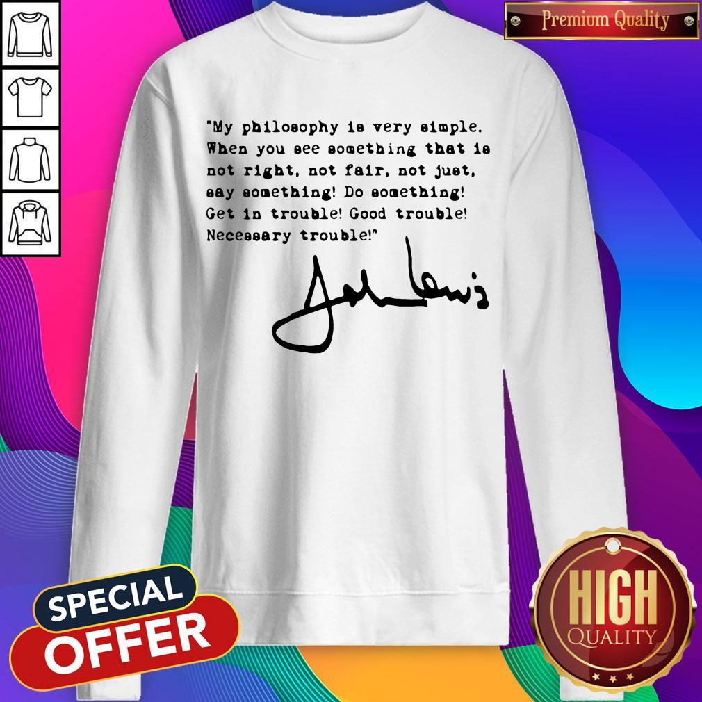 Funny John Lewis Good Trouble Quote Tee Shirt - Image 4