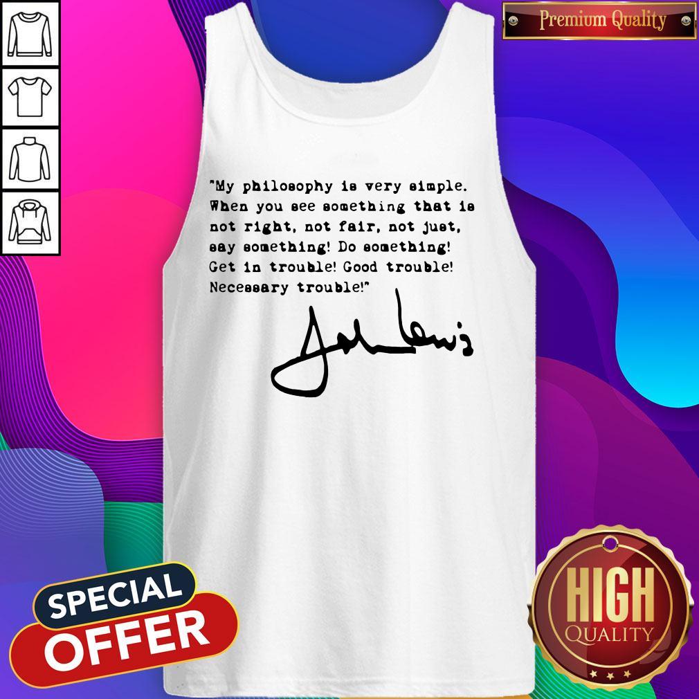 Funny John Lewis Good Trouble Quote Tee Shirt - Image 3