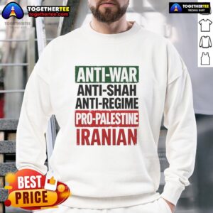 Alternative view of Awesome Anti-War Anti-Shah Anti-Regime Pro-Palestine Iranian T-Shirt