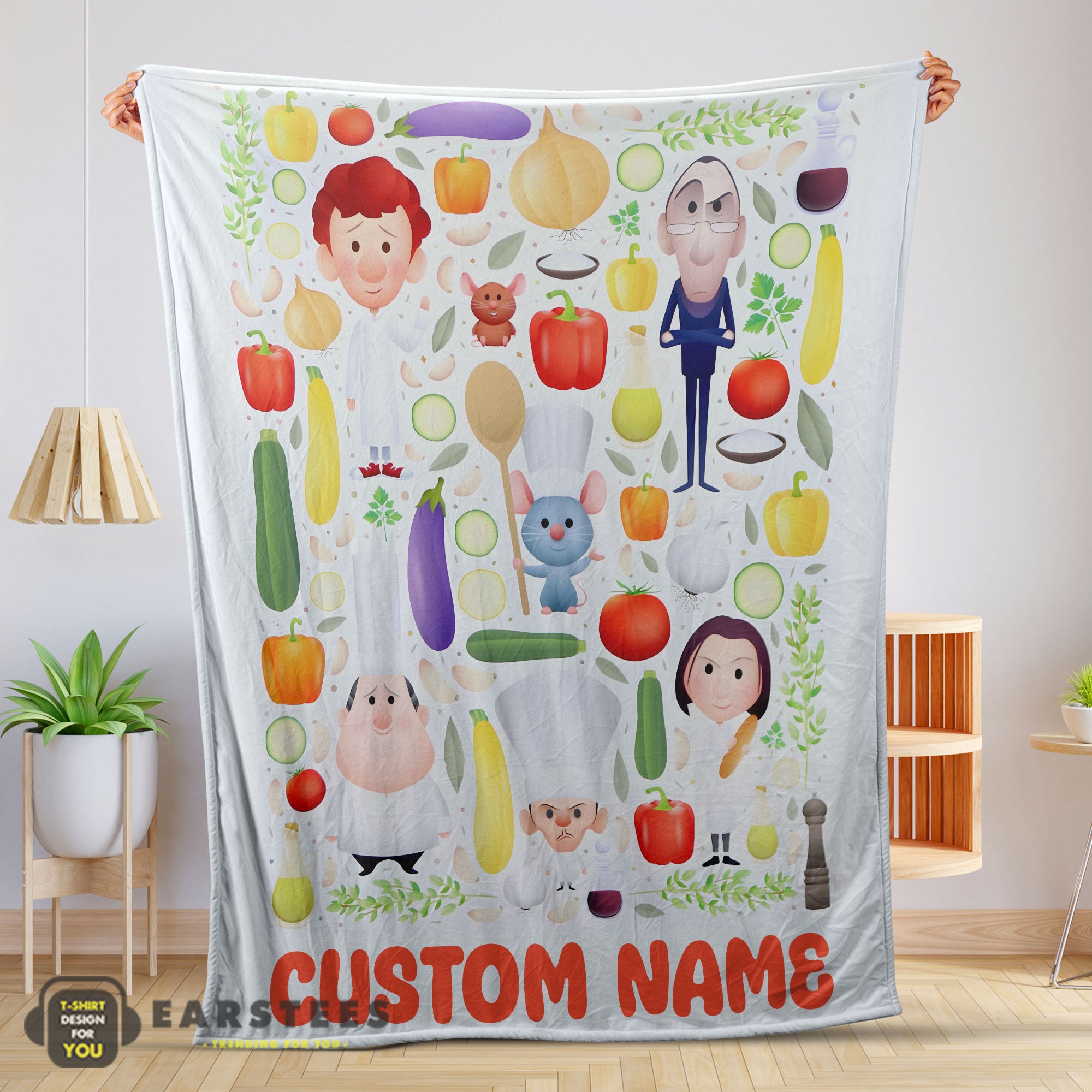 Good Pixar Ratatouille Chief Cute Chibi Character Vegetable Blanket Fleece Customized Blanket