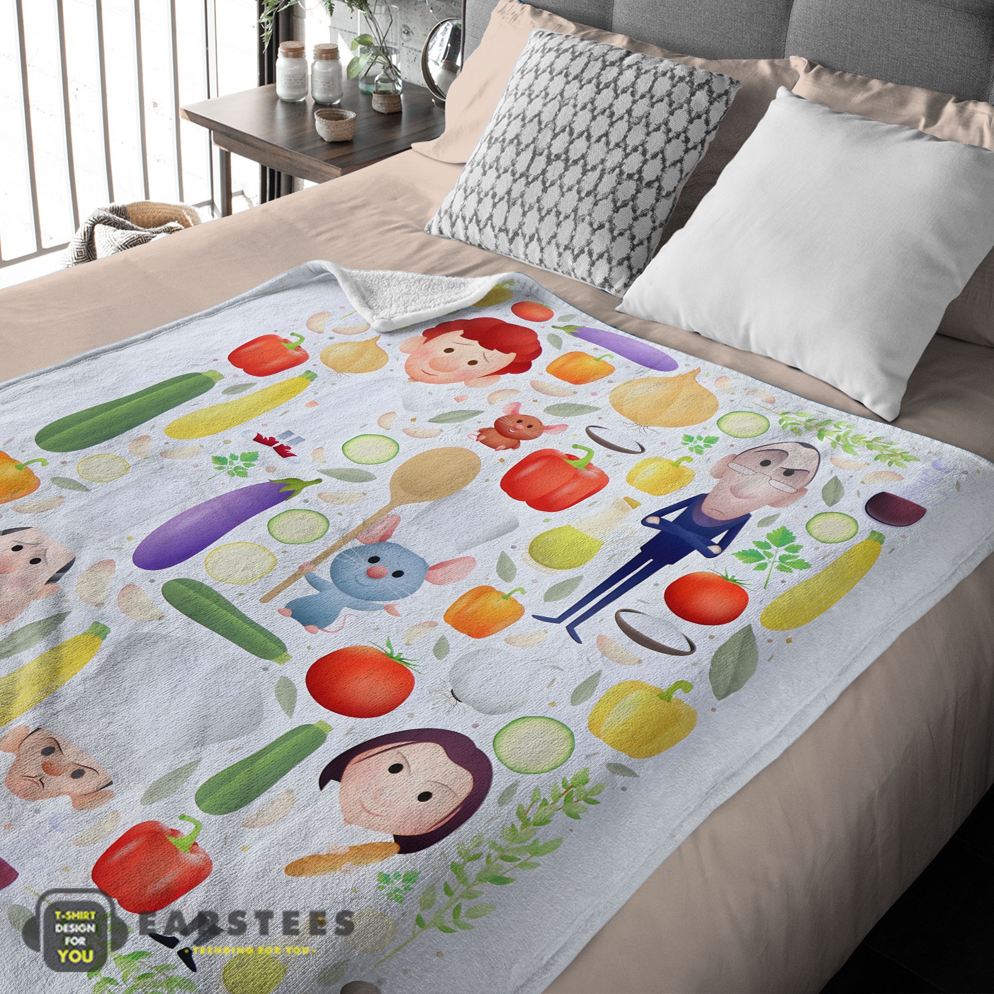 Good Pixar Ratatouille Chief Cute Chibi Character Vegetable Blanket Fleece Customized Blanket - Image 2