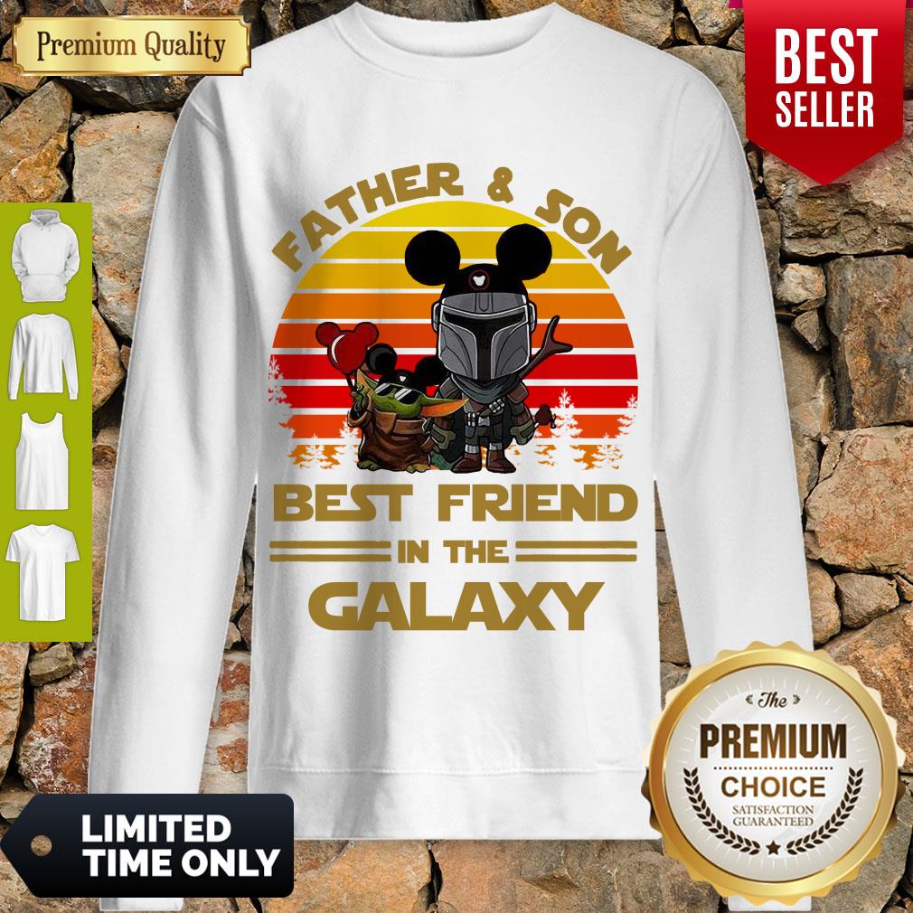 The Mandalorian And Baby Yoda Father And Son Best Friend In The Galaxy Vintage Shirt - Image 3