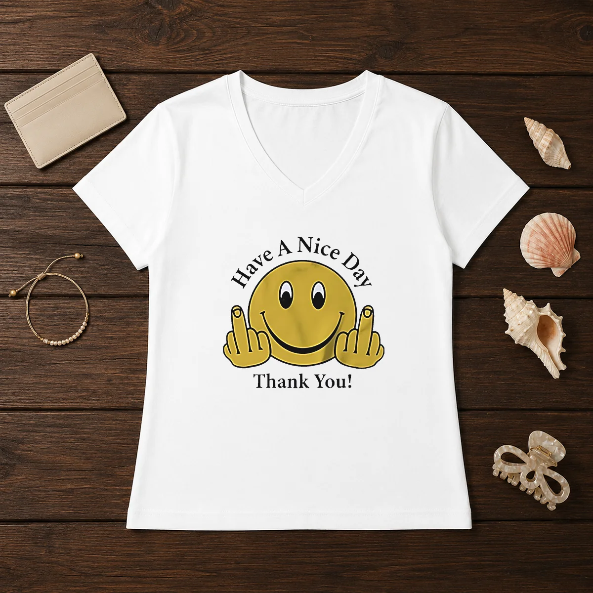 Funny Smiley Face Have A Nice Day Thank You Shirt - Image 2