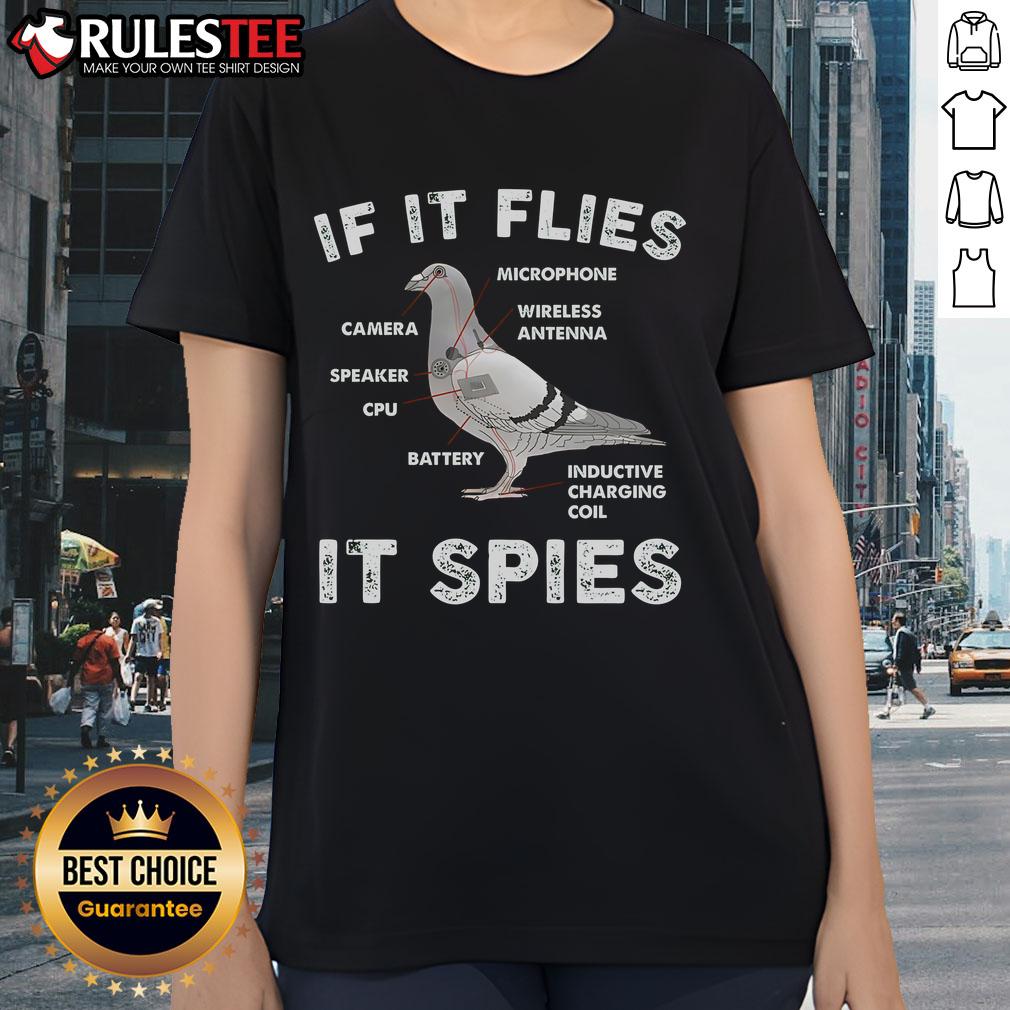 Funny If It Flies It Spies Pigeon Anatomy Bird T-Shirt - Image 3