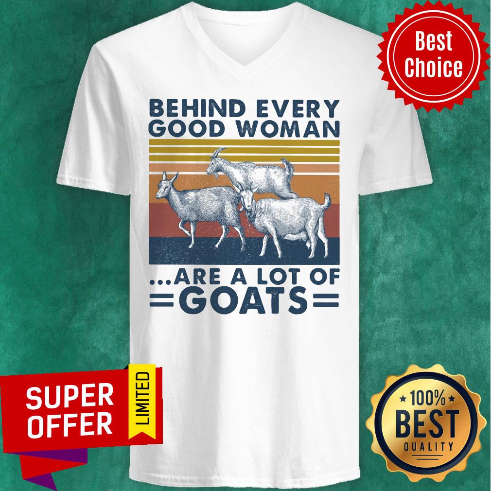 Premium Behind Every Good Woman Are A Lot Of Goats Vintage Retro Shirt - Image 4