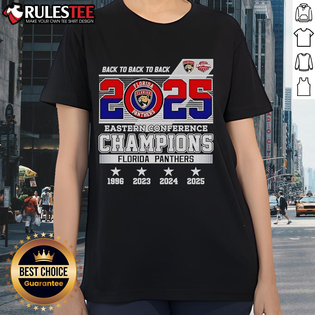 Awesome Back To Back To Back 2025 Eastern Conference Champions Florida Panthers Hockey Logo T-Shirt - Image 3