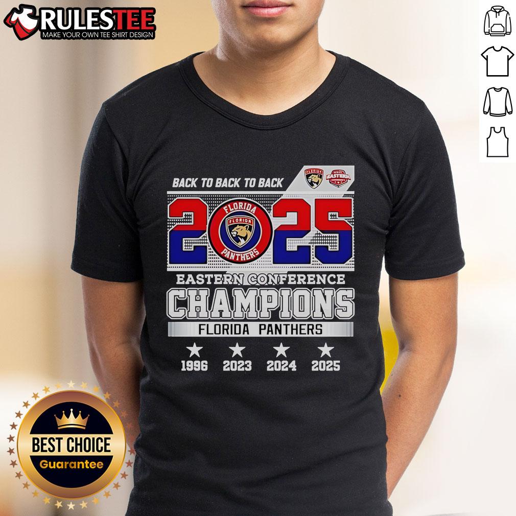 Awesome Back To Back To Back 2025 Eastern Conference Champions Florida Panthers Hockey Logo T-Shirt
