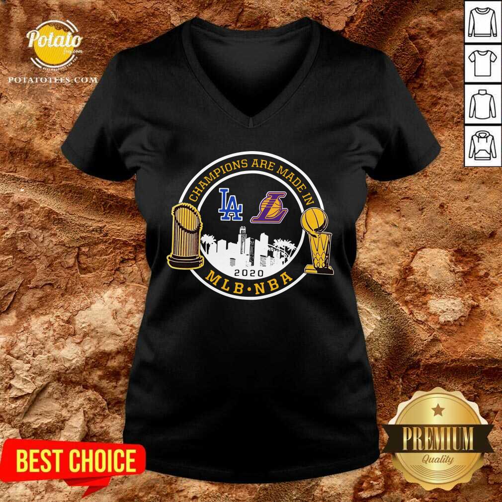 Top Champions Are Made In Los Angeles Dodgers And Lakers Mlb Nba 2020 Shirt - Image 2