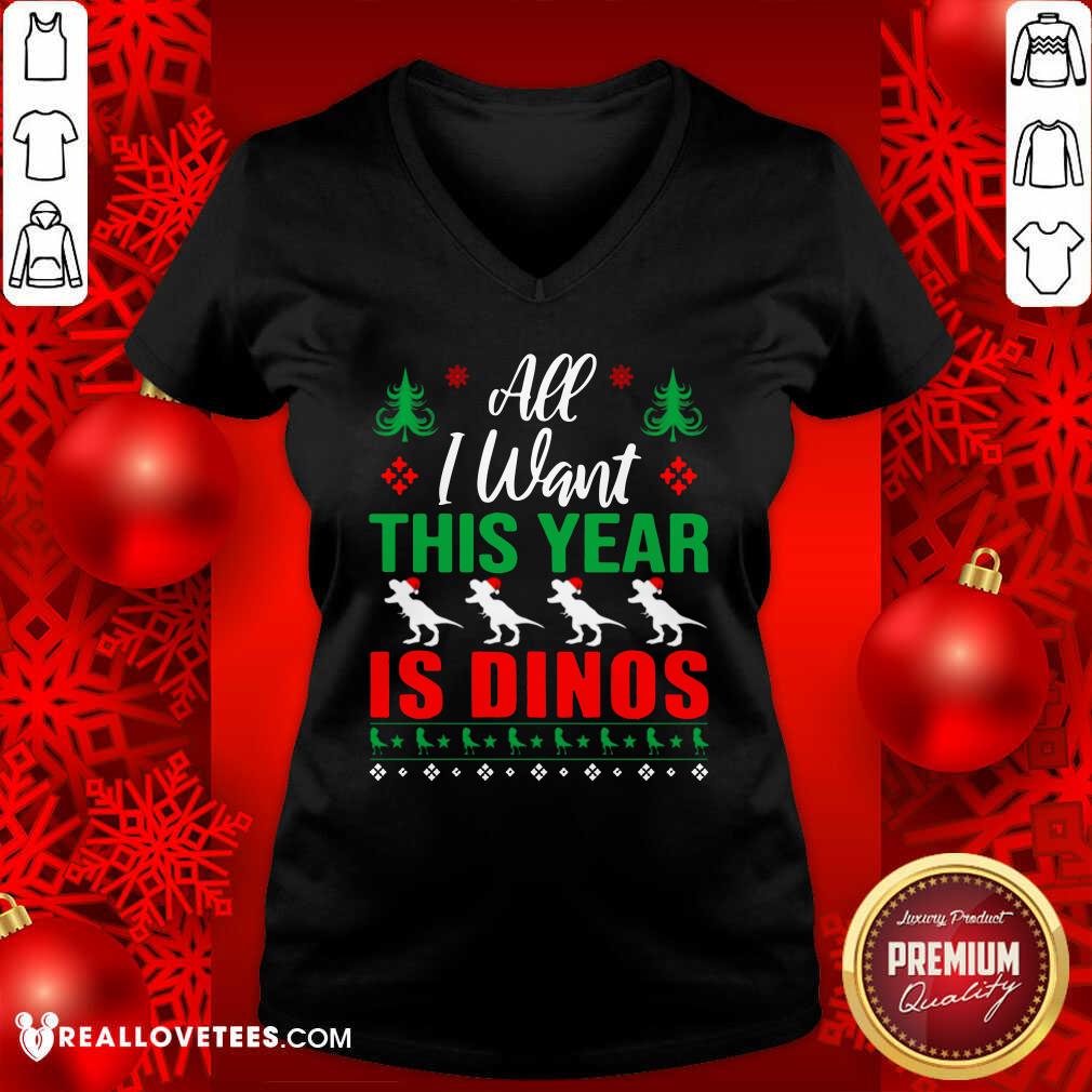 Awesome All I Want This Year Is Dinos Christmas Shirt - Image 5