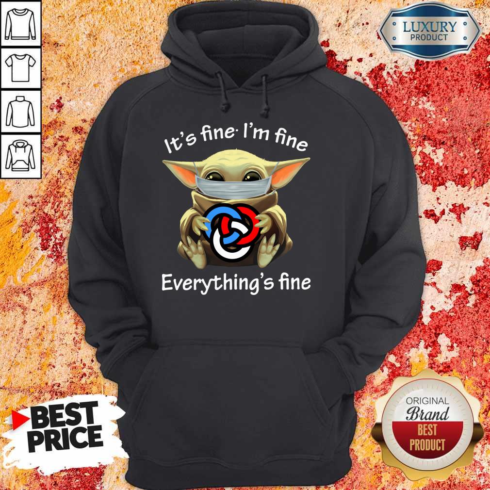 Baby Yoda Face Mask Hug Primerica It’s Fine I’m Fine Everything’s Fine Shirt - Image 2