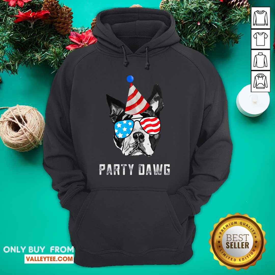 Fantastic Boston Terrier Party Dawg Patriotic Dog And Sunglasses Gift Shirt - Image 3