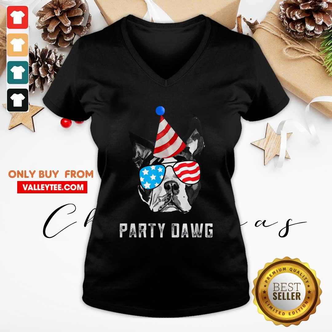 Fantastic Boston Terrier Party Dawg Patriotic Dog And Sunglasses Gift Shirt - Image 4