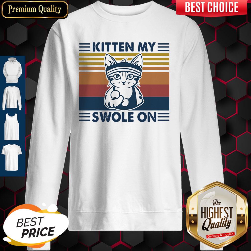 Nice Weightlifting Cat Kitten My Swole On Vintage Shirt - Image 4