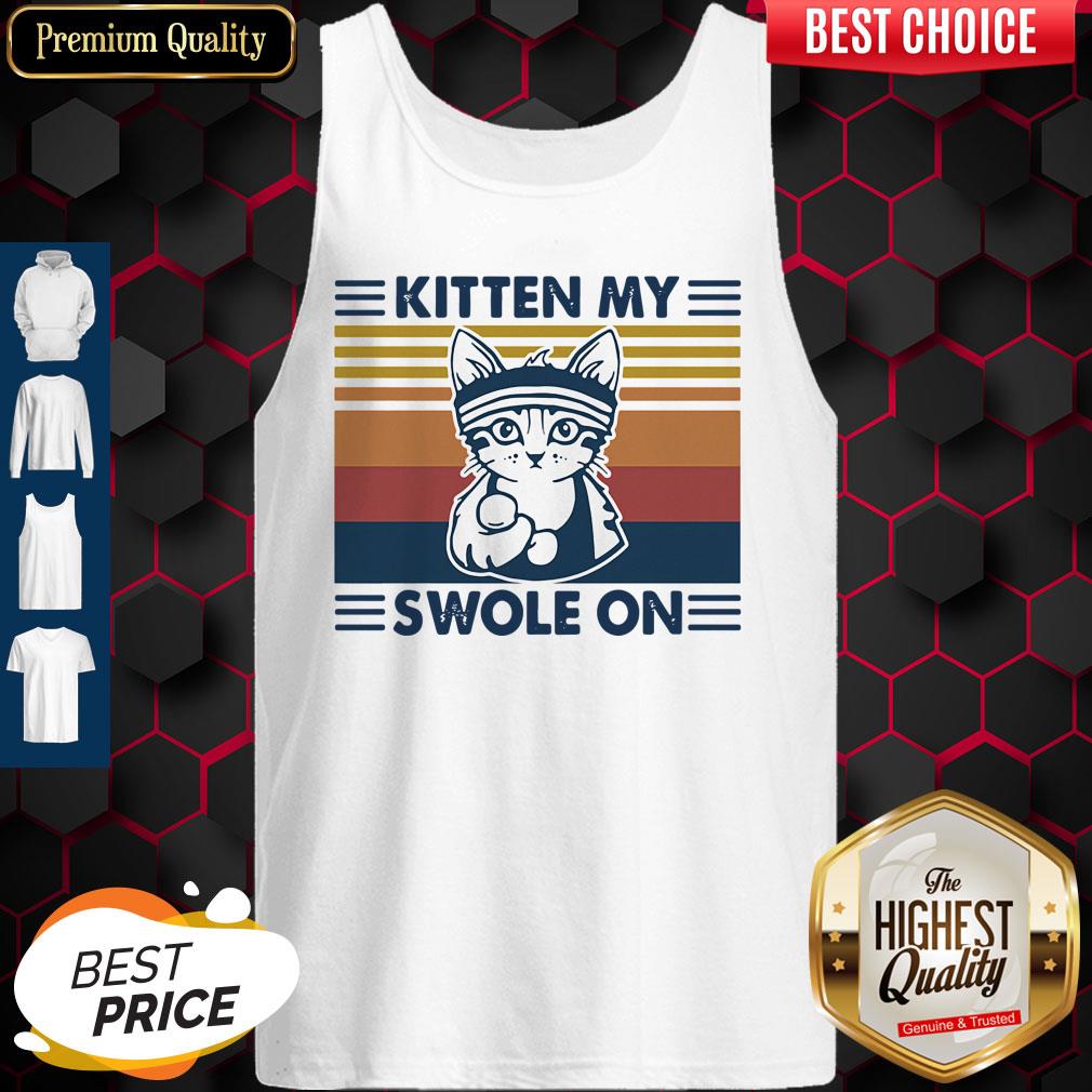 Nice Weightlifting Cat Kitten My Swole On Vintage Shirt - Image 3
