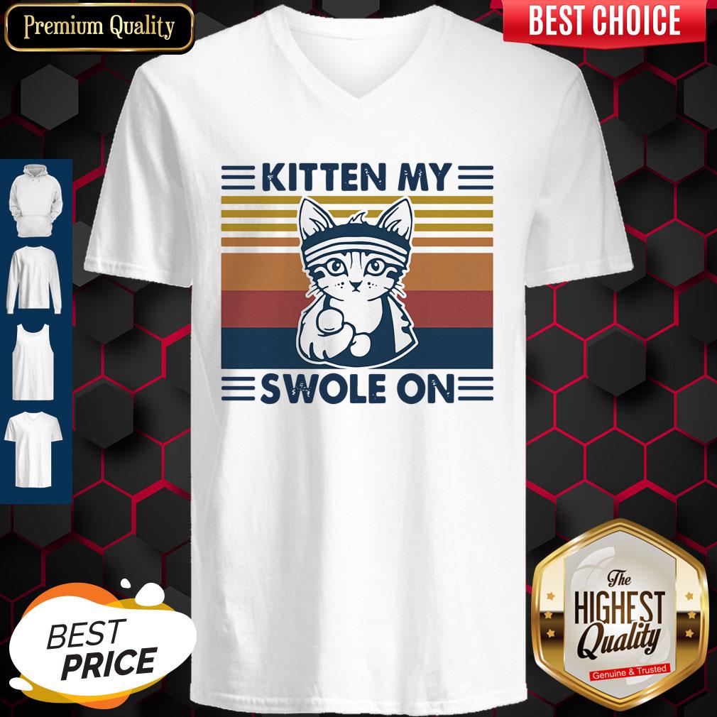 Nice Weightlifting Cat Kitten My Swole On Vintage Shirt - Image 2