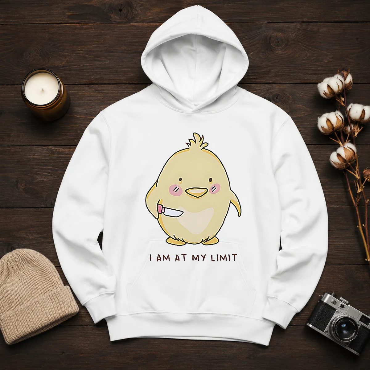 Top Yellow Chick Holding Knife I Am At My Limit Shirt - Image 6