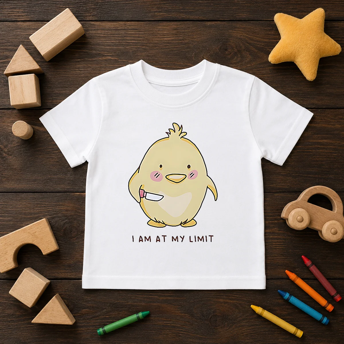 Top Yellow Chick Holding Knife I Am At My Limit Shirt - Image 9