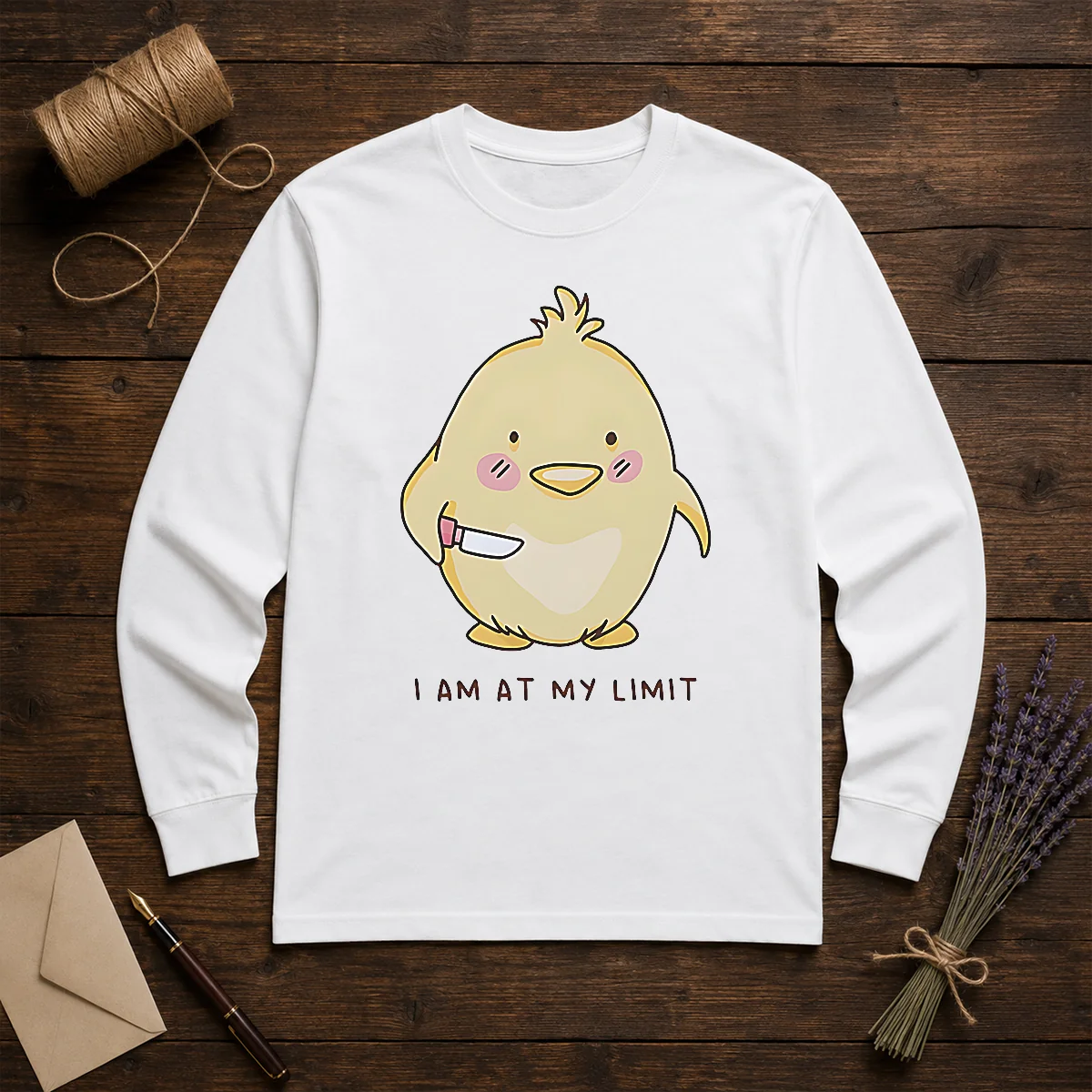 Top Yellow Chick Holding Knife I Am At My Limit Shirt - Image 5