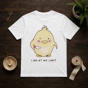 Top Yellow Chick Holding Knife I Am At My Limit Shirt