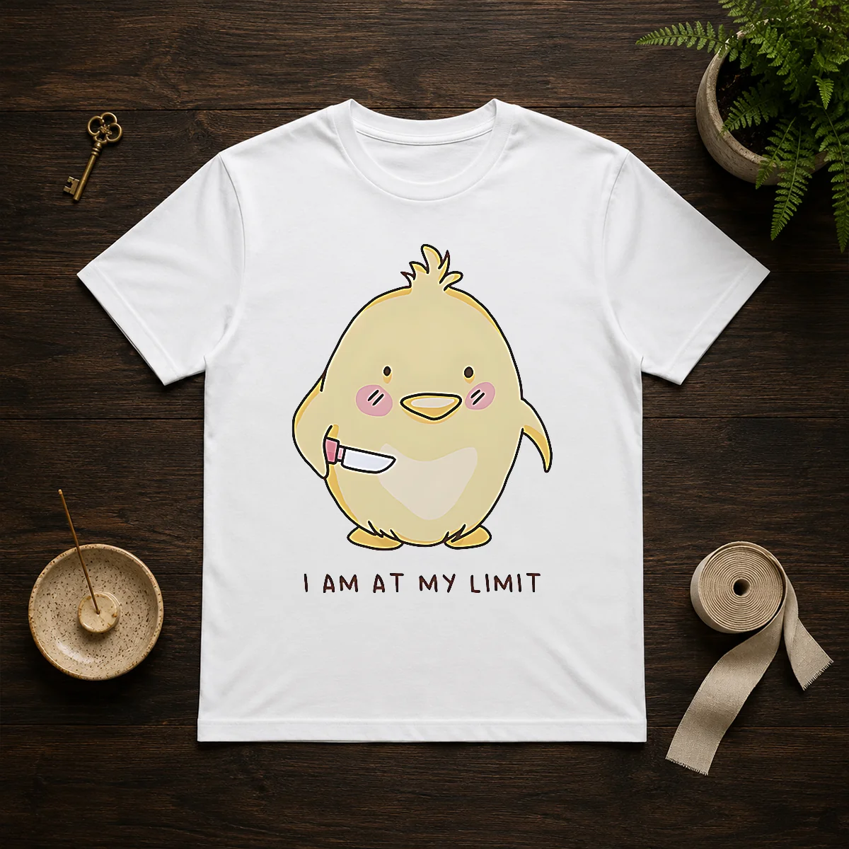 Top Yellow Chick Holding Knife I Am At My Limit Shirt