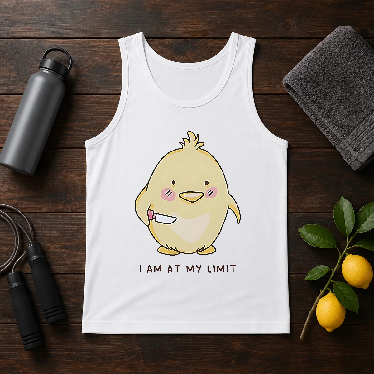Top Yellow Chick Holding Knife I Am At My Limit Shirt - Image 3
