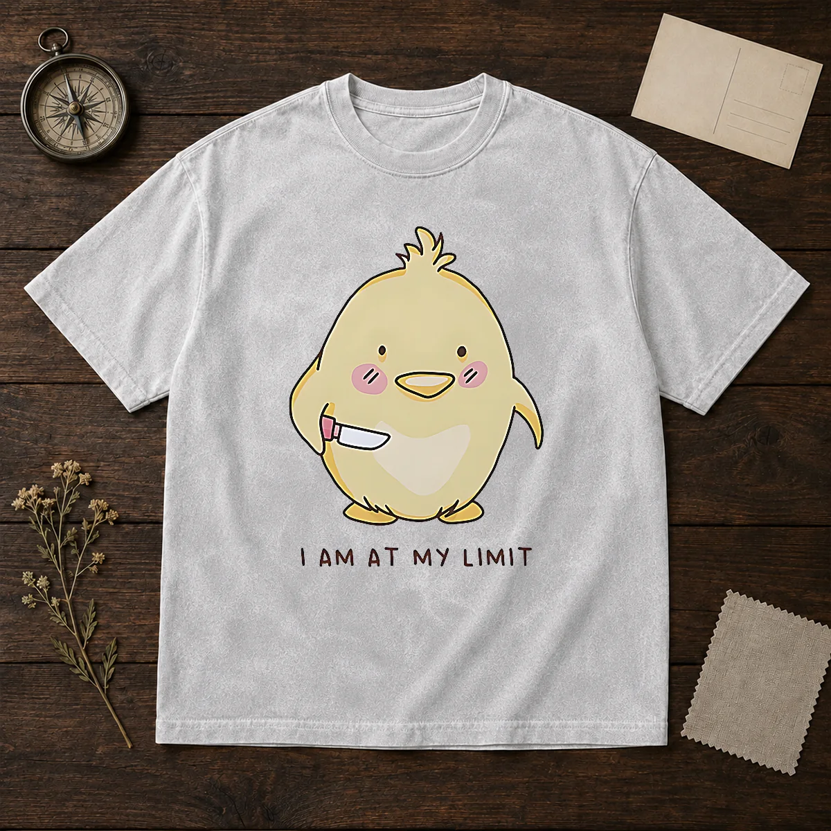 Top Yellow Chick Holding Knife I Am At My Limit Shirt - Image 8