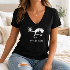 Alternative view of Funny Nadie Es Ilegal Angry Possum ICE Sign Parody Shirt