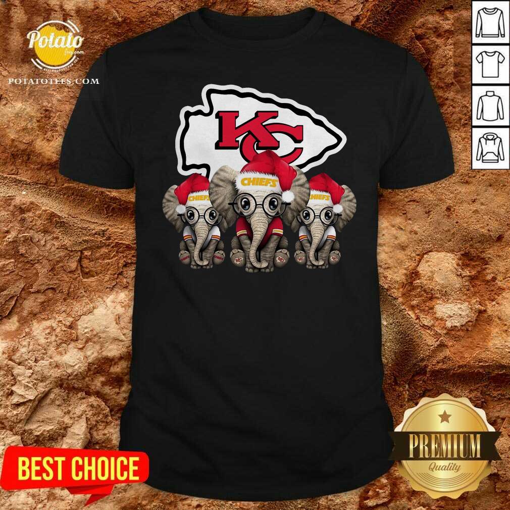Nice Cute Kansas City Chiefs Elephant Christmas Shirt