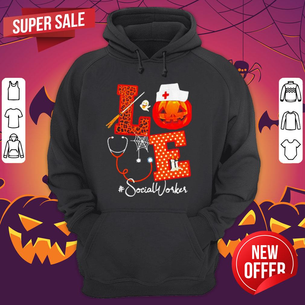 Top Halloween Pumpkin Love Social Worker Shirt - Image 2