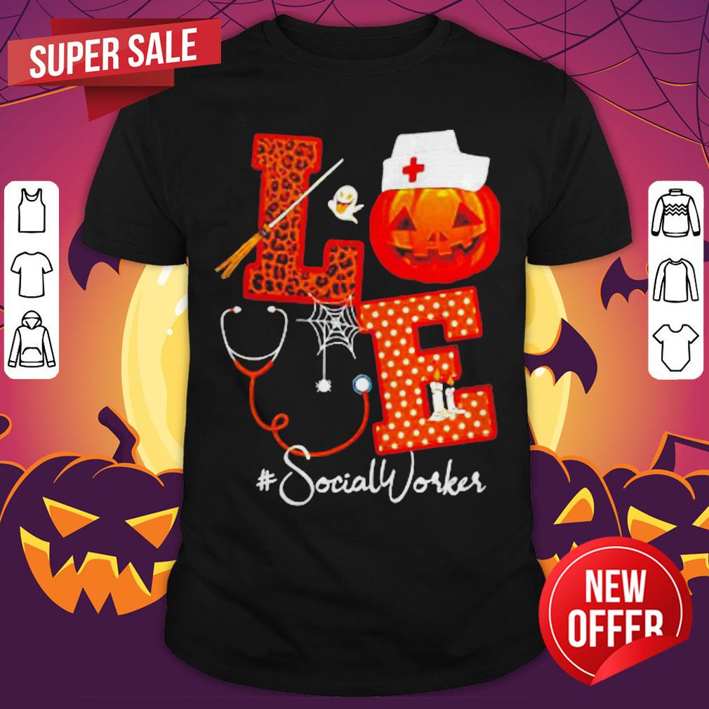 Top Halloween Pumpkin Love Social Worker Shirt