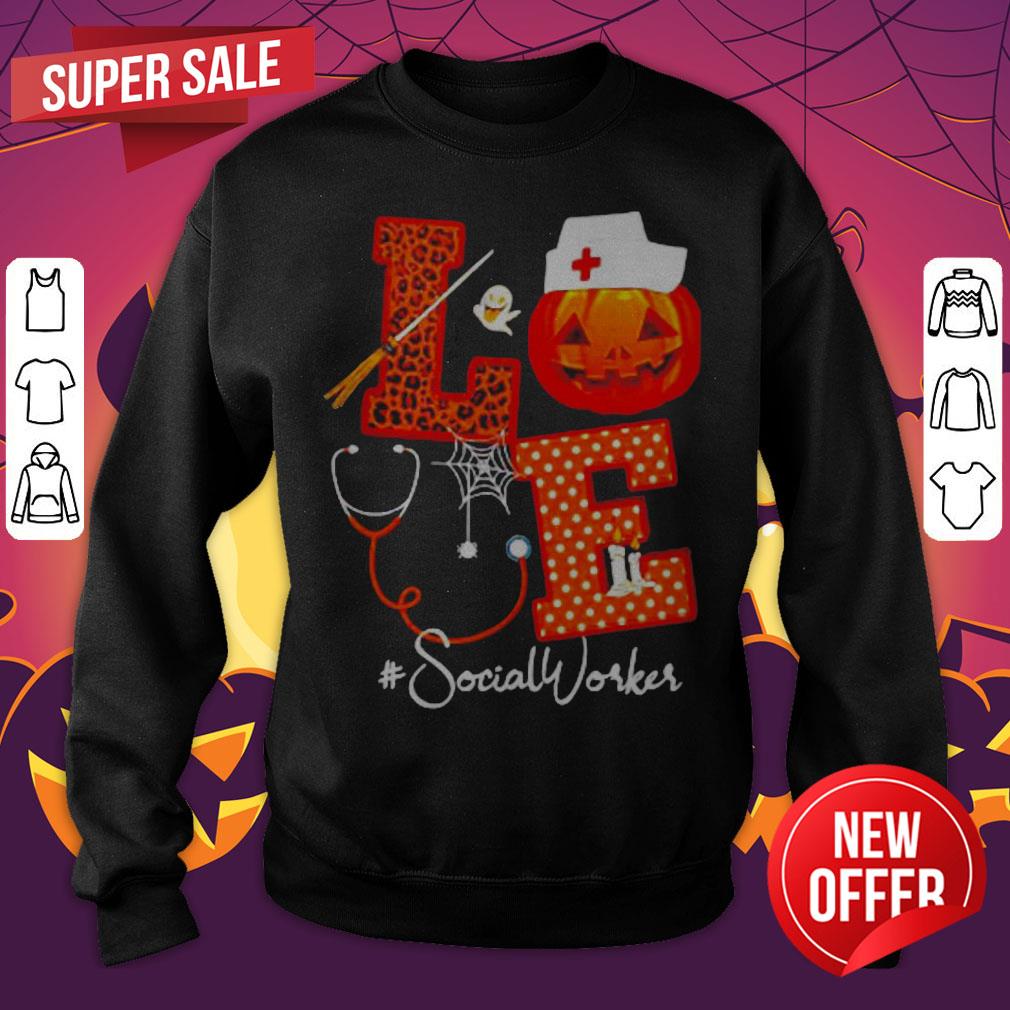 Top Halloween Pumpkin Love Social Worker Shirt - Image 5