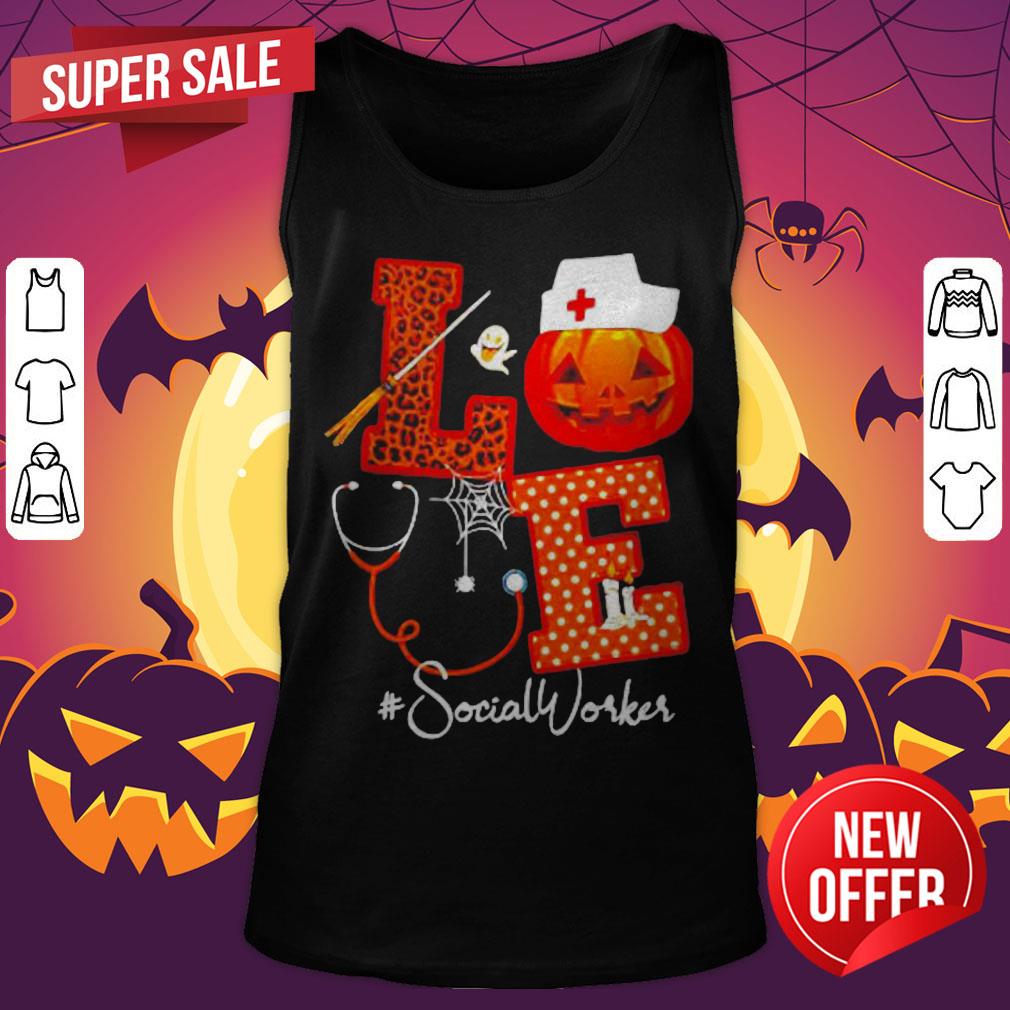 Top Halloween Pumpkin Love Social Worker Shirt - Image 4