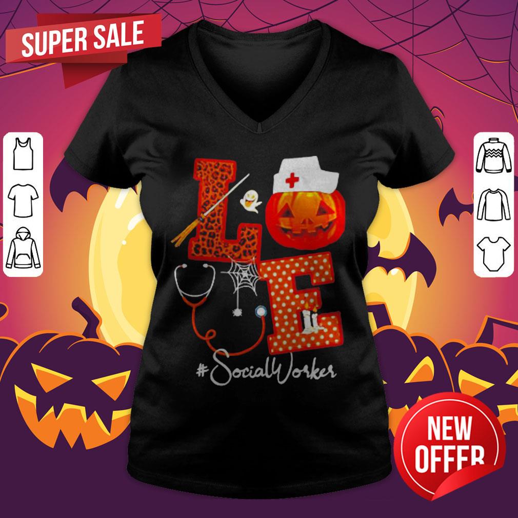 Top Halloween Pumpkin Love Social Worker Shirt - Image 3