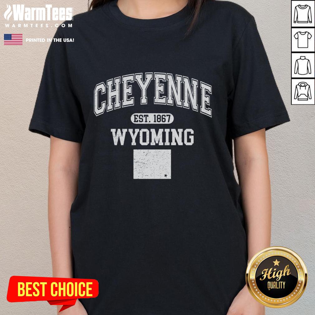 Official Cheyenne Wyoming Est 1867 Varsity T-Shirt - Image 3