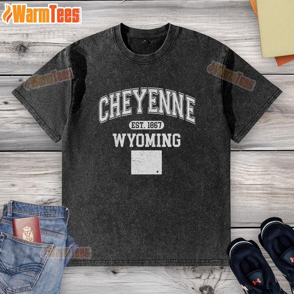 Official Cheyenne Wyoming Est 1867 Varsity T-Shirt - Image 6