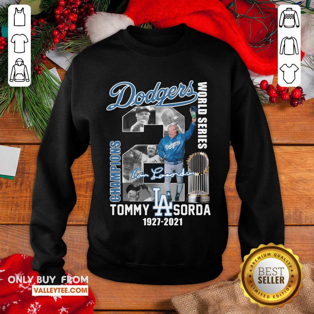 Hot Los Angeles Dodgers World Series Champions Tommy Sorda 1927 2021 Signature Shirt - Image 5