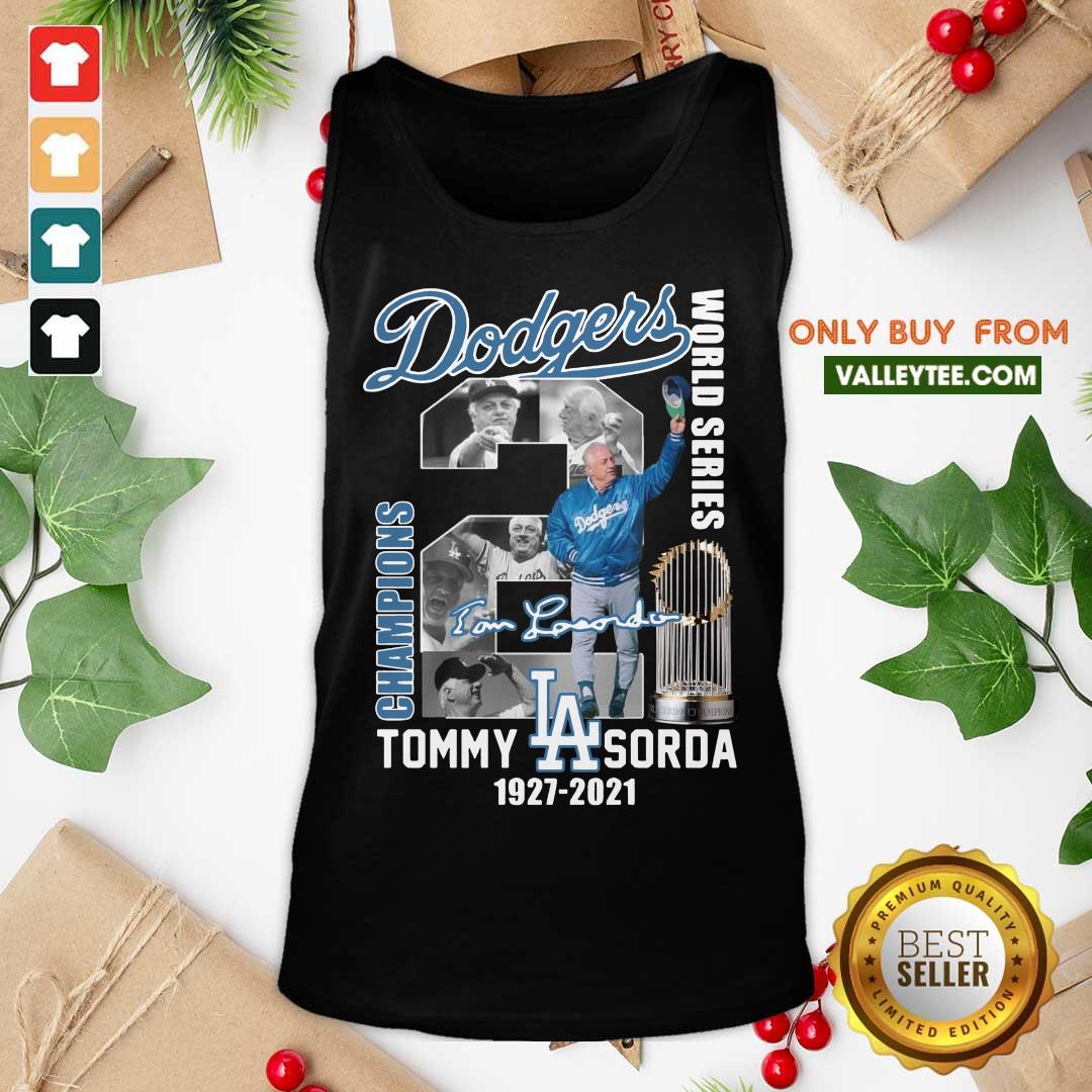 Hot Los Angeles Dodgers World Series Champions Tommy Sorda 1927 2021 Signature Shirt - Image 4