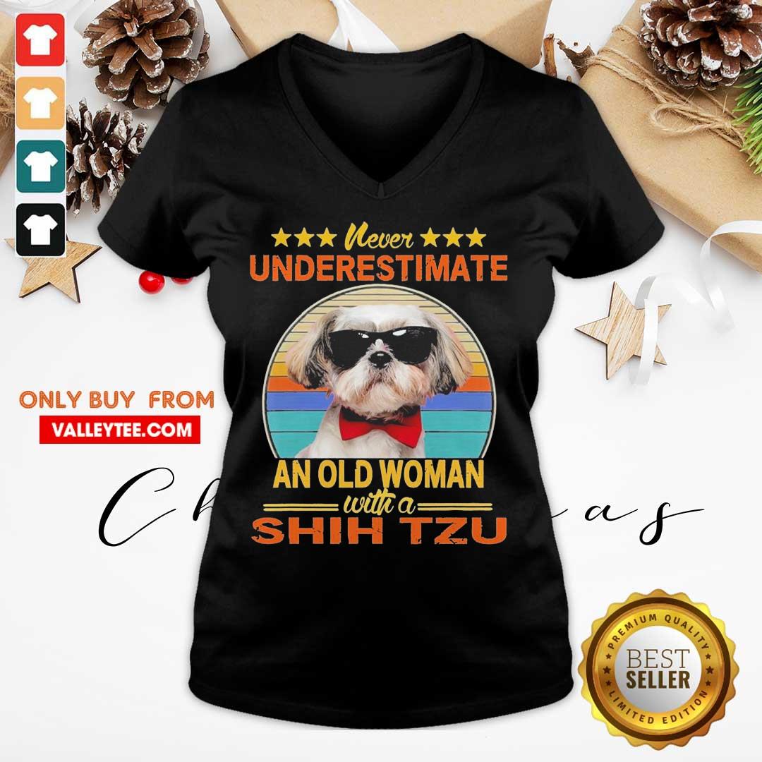 Lovely Never Underestimate An Old Woman With A Shih Tzu Vintage Shirt - Image 3