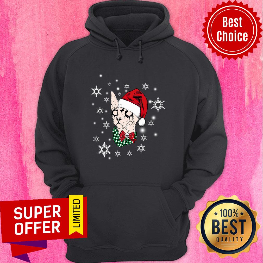 Sphynx Satan Christmas Hat Snow Shirt - Image 2