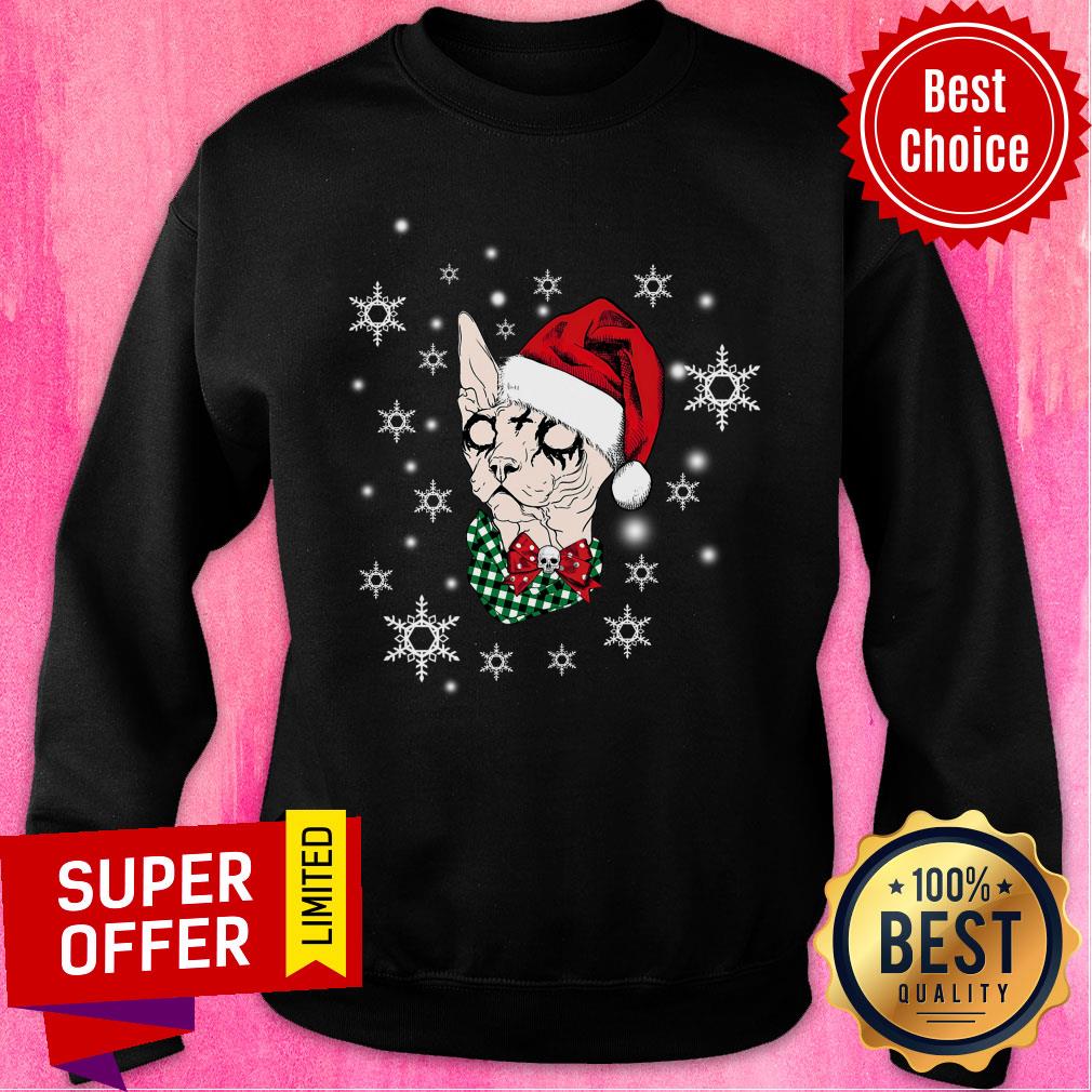Sphynx Satan Christmas Hat Snow Shirt - Image 5