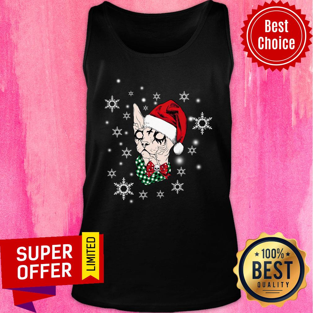 Sphynx Satan Christmas Hat Snow Shirt - Image 4